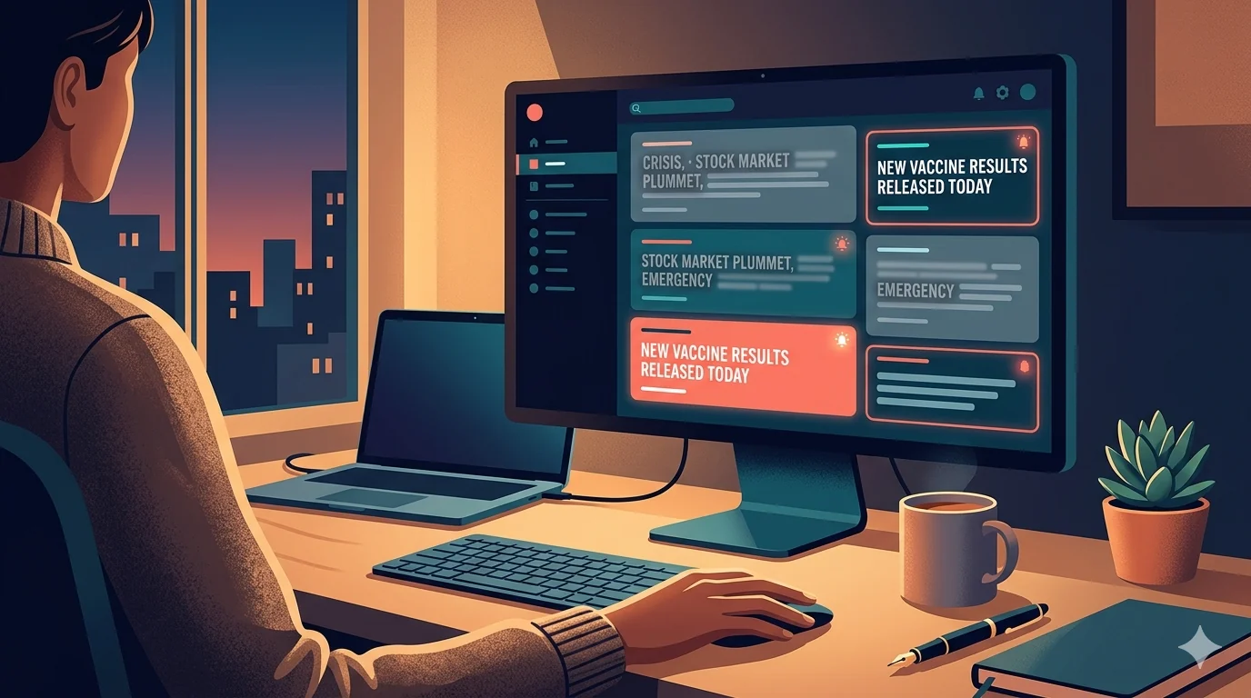 Keyword filtering setup for news sites and stress reduction