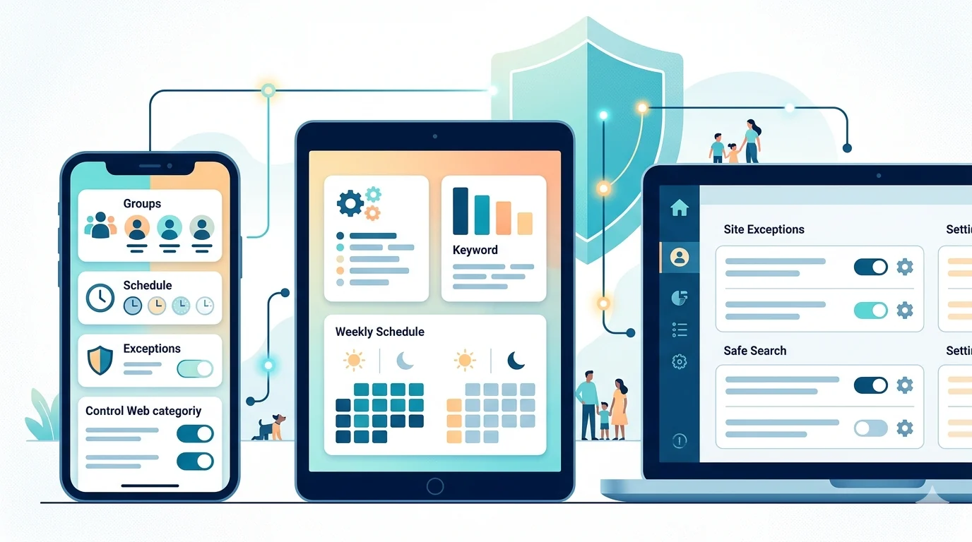 Family internet safety controls with keyword blocking